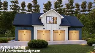 4-Car Carriage House Plan 25826GE Virtual Walkthrough Tour