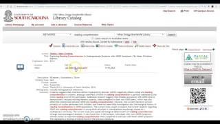 Searching the USCA Library Catalog for Reading Strategies