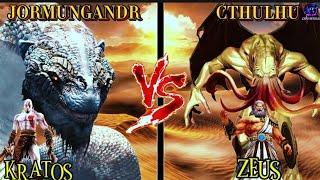 KRATOS WITH JORMUNGANDR VS ZEUS WITH CTHULHU (ZANO OFFICIAL)