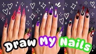 ‧₊˚ SUBSCRIBERS DRAW MY HALLOWEEN NAILS!!!  Episode 3 ˚₊‧