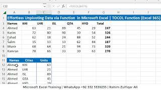 Effortless Unpivoting Data via Function in Microsoft Excel | TOCOL Function (Excel 365)