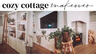 COTTAGE HOUSE MAKEOVER UNDER $500 | DIY Built Ins + Cottage Fireplace