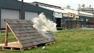 Soda Cannon Impact Test on Malarkey Roofing Shingles