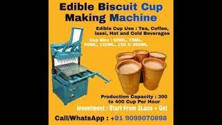 Edible Biscuit Cup Making Machine For Tea Coffee Hot and Cold Beverages