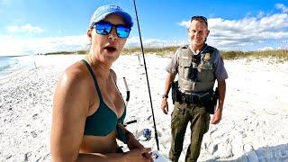 Girl goes SURF FISHING when THIS HAPPENS….