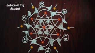 2025 latest rangoli design with dots#begginersrangoli#simple rangoli by jamuna