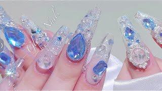 sub) Transparent Glossy Nails/Korean Nails /  Magnet nails / Nail art / Self-nails / ASMR