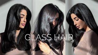 the best GLASS hair routine  VERY GLOSSY