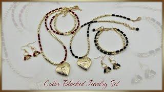 Color Blocked Jewelry Set (Earrings, Necklace, AND Bracelet!)