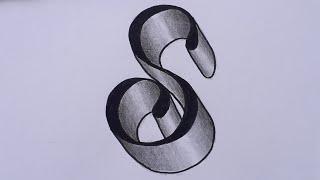 3d Drawing Letter S On Paper For Beginners / How To Write Easy Art With Marker And Pencil