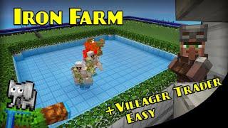 EASY Iron Farm & Villager Trader BEST Rates | Minecraft Bedrock Farm Tutorial | MCPE XBOX PS SWITCH