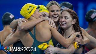 Australia completes 4x100m free relay four-peat, USA silver | Paris Olympics | NBC Sports