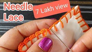 No 1 || Lace Embroidery || Edging Stitch || Needle lace Border || Randa Embroidery ||