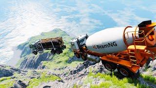 Cliff Drops & Crashes | Heavy Vehicle Slides Down a Dangerous Cliff - BeamNG Crazy Jumps