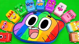 Satisfying ASMR | Making Gumball Bathtub by Mixing SLIME in Rainbow Suitcases Shapes CLAY Coloring