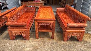 Bộ trường kỷ chân vấu đẹp nhất năm chỉ  dài 217 vân đẹp.