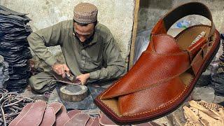 Process of Making Handmade Embossed Cordovan Leather Shoes | Sandal Making With Simple Tools