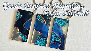 Geode Inspired Resin Keychains - Simple Epoxy Resin Art Project for Beginner