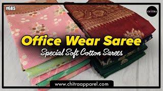 #685 Latest Office Wear Rich Look Resham Weaving Work Sarees | Chitra Fashions #cottonsarees #saree