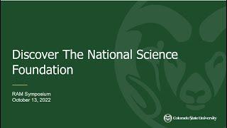 2022 RAM Symposium: Discovering the National Science Foundation