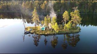 ПОПАЛ НА ОСТРОВ ПО СЕРЕДИНЕ ТАЁЖНОГО ОЗЕРА. РЫБАЛКА НА ЛЕСНОМ ОЗЕРЕ. ЖИВУ НА ОСТРОВЕ В ДАЛИ ОТ ЛЮДЕЙ