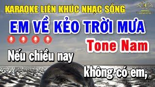 Karaoke Liên Khúc Nhạc Sống Tone Nam Quá Dễ Hát | Chọn Lọc Nhạc Vàng - Em Về Kẻo Trời Mưa