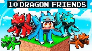 10 FRIENDS On ONE BLOCK But We’re DRAGON MOBS in Minecraft With Crazy Fan Girl!