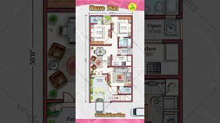 25×50 house plan with car parking, 2 bhk house design, 25’ by 50’ house map, 25*50 home plan #home