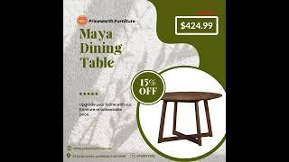 SALE!! Dine in style with the Maya Dining Table! ️ Now 15% OFF—where elegance meets savings! 