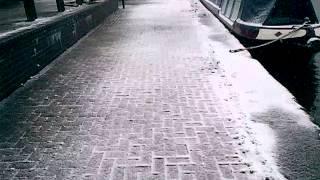 Snow building up by the Trent and Mersey canal in Stoke-on-Trent