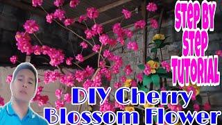 DIY Cherry Blossom Flower | step by step tutorial | life sized cherry blossom tree