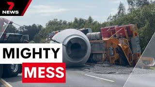 Concrete truck spills load on busy Brisbane road | 7NEWS