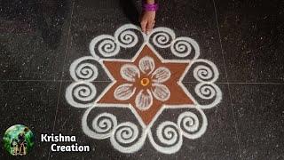 Aadi special padi kolam  5*3 aadivelli simple star kolam  aadiperukku special kolam  Rangoli