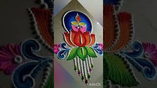 #beautiful rangolidesignwithdots #Rangolidesign #Rangoli #muggulu #kolam #colourrangoli