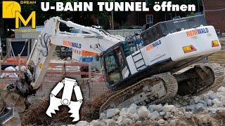 Hitachi Zaxis 490 excavator breaking off subway tunnel ️️Reinwald demolition