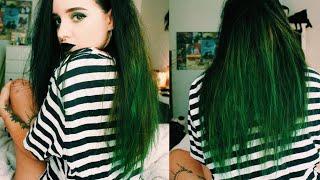 DYING MY HAIR GREEN WITHOUT BLEACH // KHLO KO.