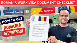 Romania Work Visa Document Checklist 2024 from India | How to get Romania Appointment in India