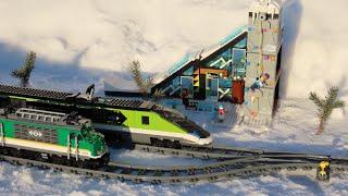 Lego Train Crash and Derailments in Snow