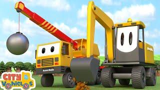 Construction Vehicles rescue dump truck, Crane truck, mixer truck and tractor for Kids.