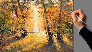  Acrylic Painting - Lovely Autumn / Easy Art / Drawing Tutorials / Landscape / Satisfying Relaxing