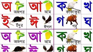 বাংলা বর্ণমালা শিখি | ব্যঞ্জনবর্ণ ক খ গ ঘ | স্বরবর্ণ অ আ ই ঈ | bangla bornomala | Bangali Alphabet