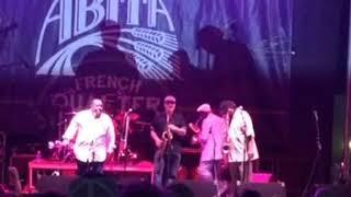 Sax man Dave Mullen performs with the legendary Dirty Dozen Brass Band at French Quarter Festival