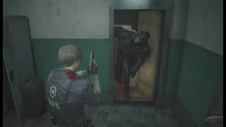 Resident Evil 2 REmake Mr X Pokes his head into save room/safe room