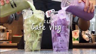 (Eng)Green tea & purple sweet potatoes Beautiful colors / cafe vlog