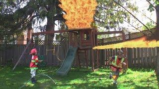 FIRE FIRE Explosion in the play house - Kid Fireman