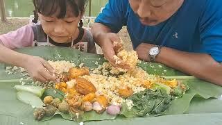 Mukbang4/masala pork/squash//bitter /leaves n cameraman focus my daughter.