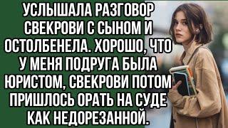 услышала разговор свекрови с сыном и остолбенела. хорошо, что у меня подруга была юристом...