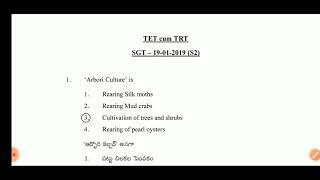 19-1-2019 TET Cum TRT Sgt paper with Answer