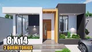 PLANOS DE CASA MODERNA Y HERMOSA 8X14 (LUIS ARQ) - ECONOMICA -