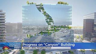 New building in RiNo embracing the natural world with canyon in it